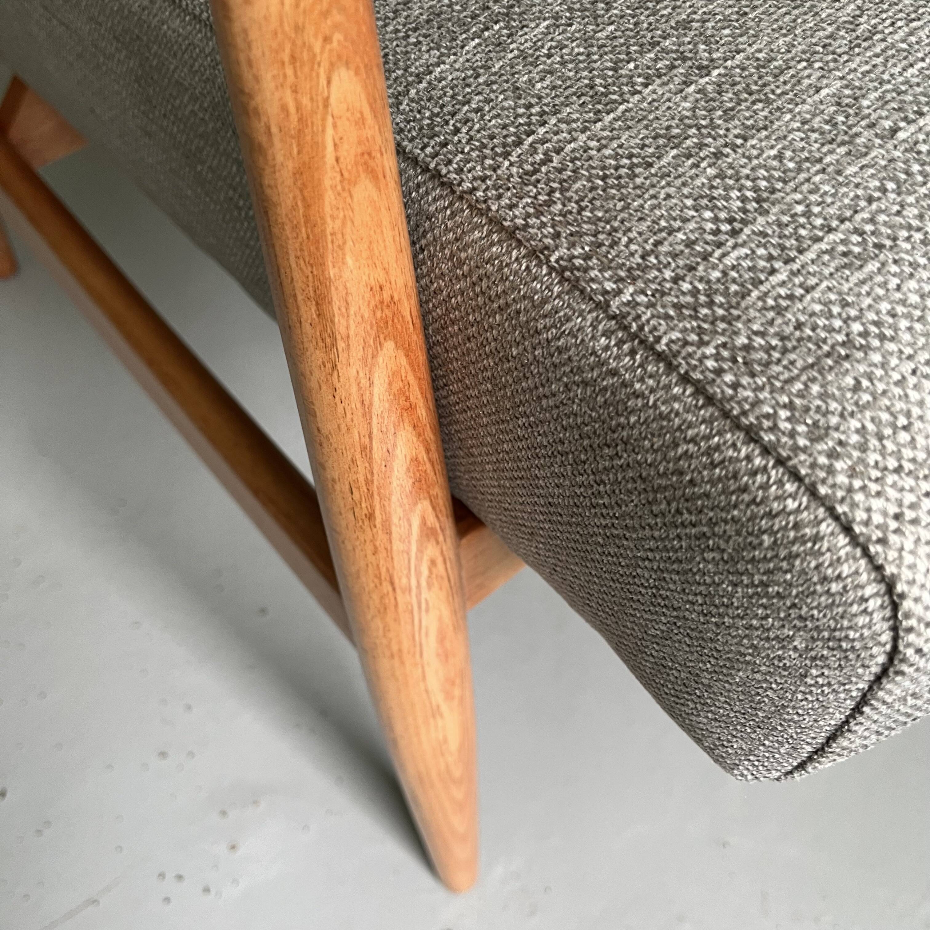 Gray fabric armchair type 300-190 by Polish designer H. Lis, 1960s