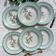 6 vintage white and green porcelain soup plates Iris Moulin des Loups "Sargosse" 1950s