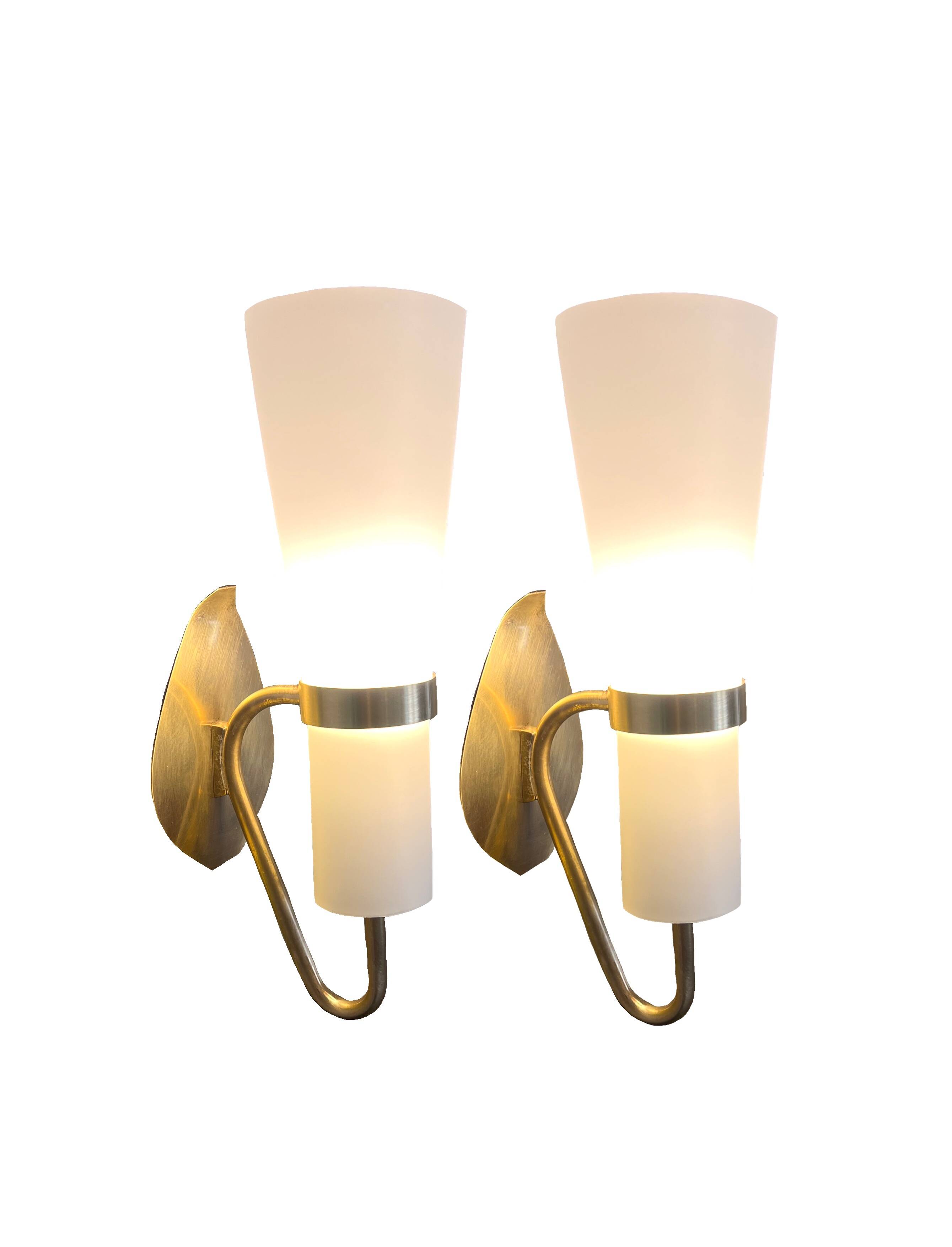 Pair of Mid-Century Glass Sconces