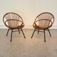 Set of 2 vintage rattan armchairs – 60s/70s style
