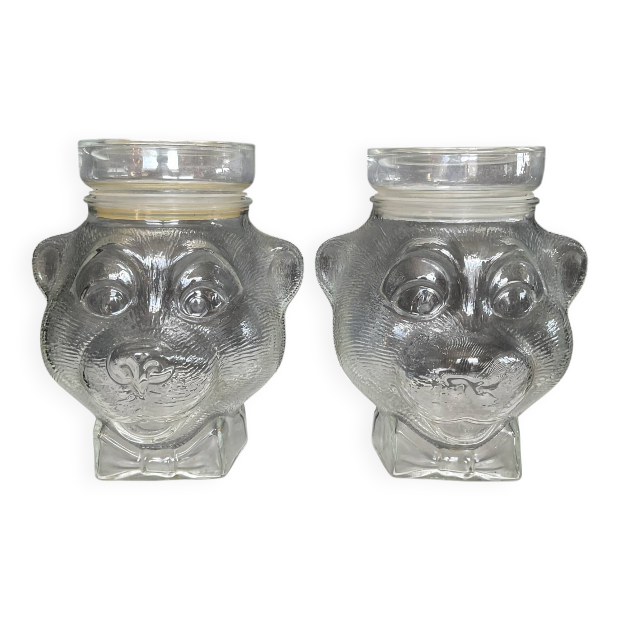 Pair of vintage jars candy jar bear head
