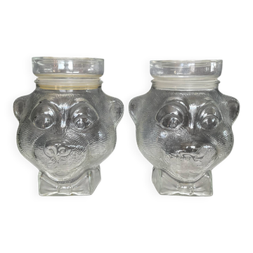 Pair of vintage jars candy jar bear head