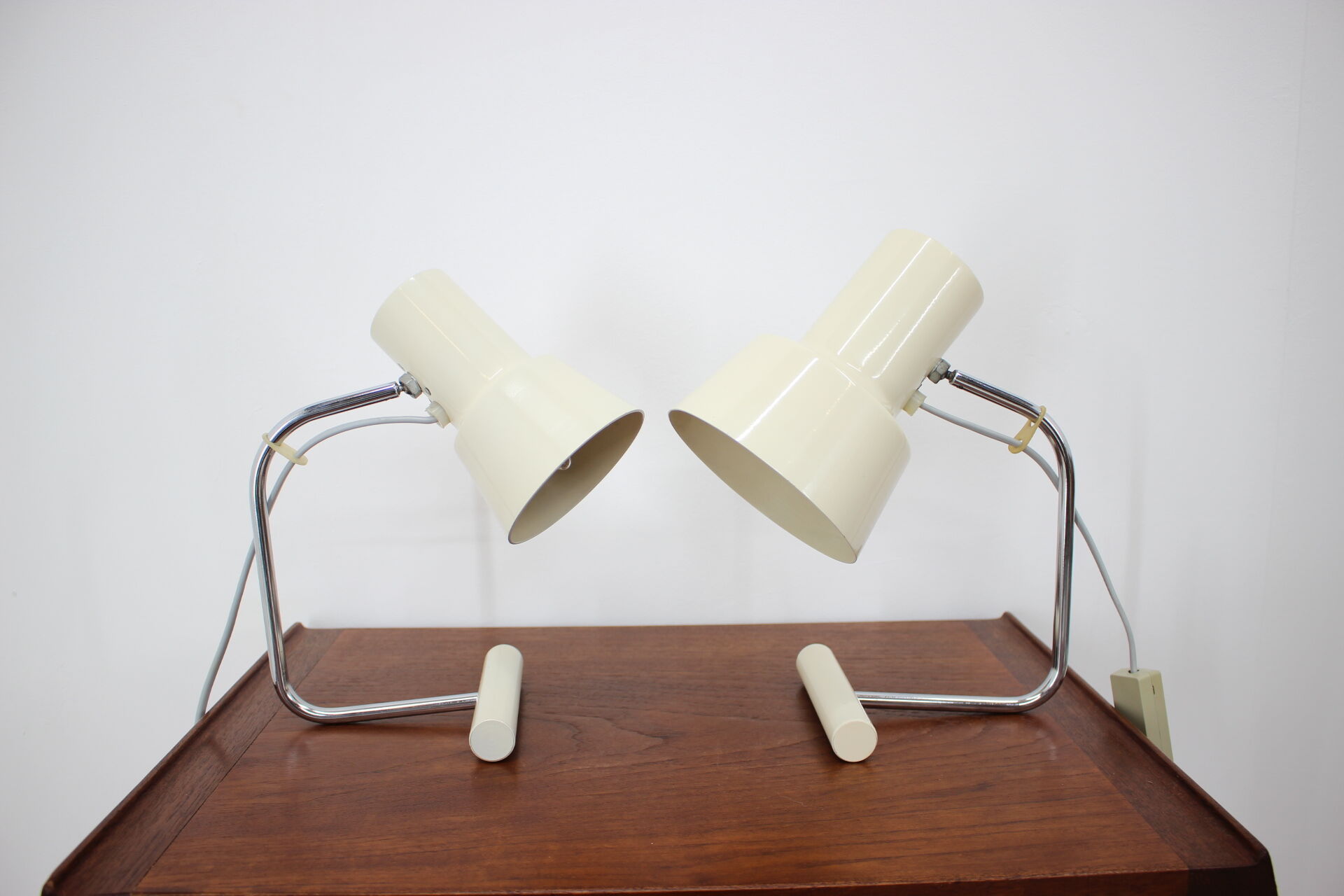 Set of two beige table lamps designed by Josef Hůrka for Napako 1970