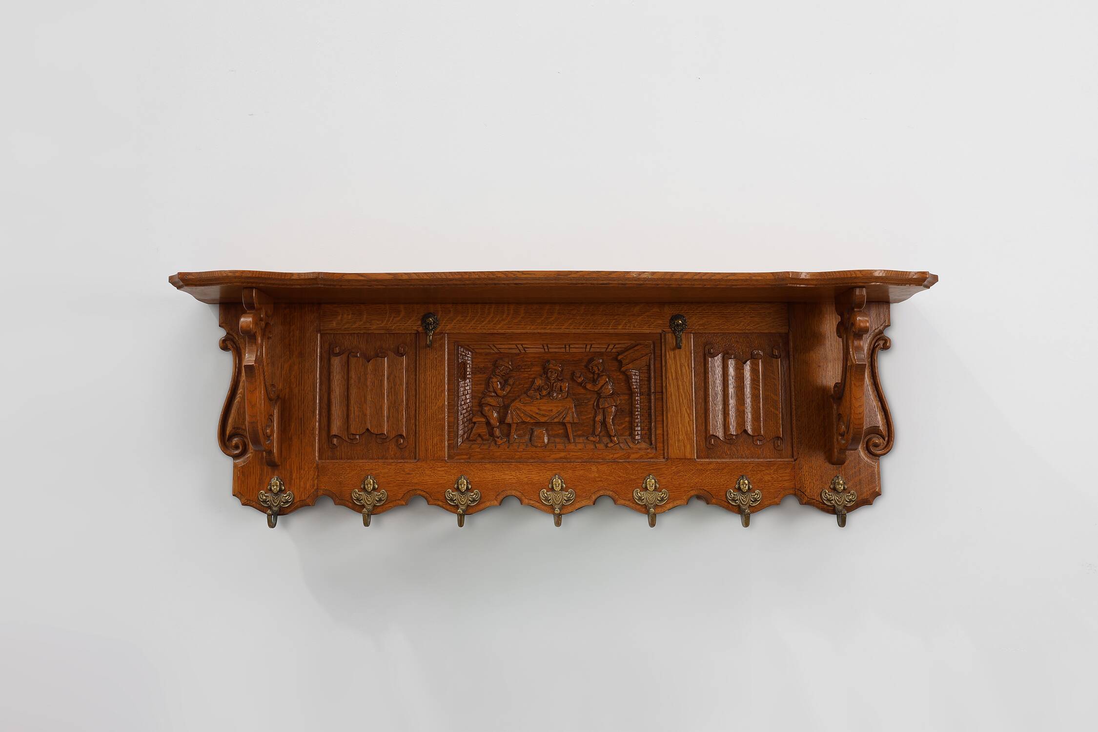 20th century Belgian Oak Coatrack in Baroque Bruegel Style