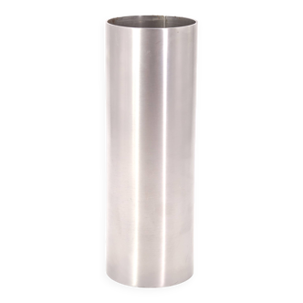 Grand vase cylindrique minimaliste en acier, années 70