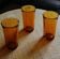 A set of 3 large amber orange glasses Duralex Vintage.