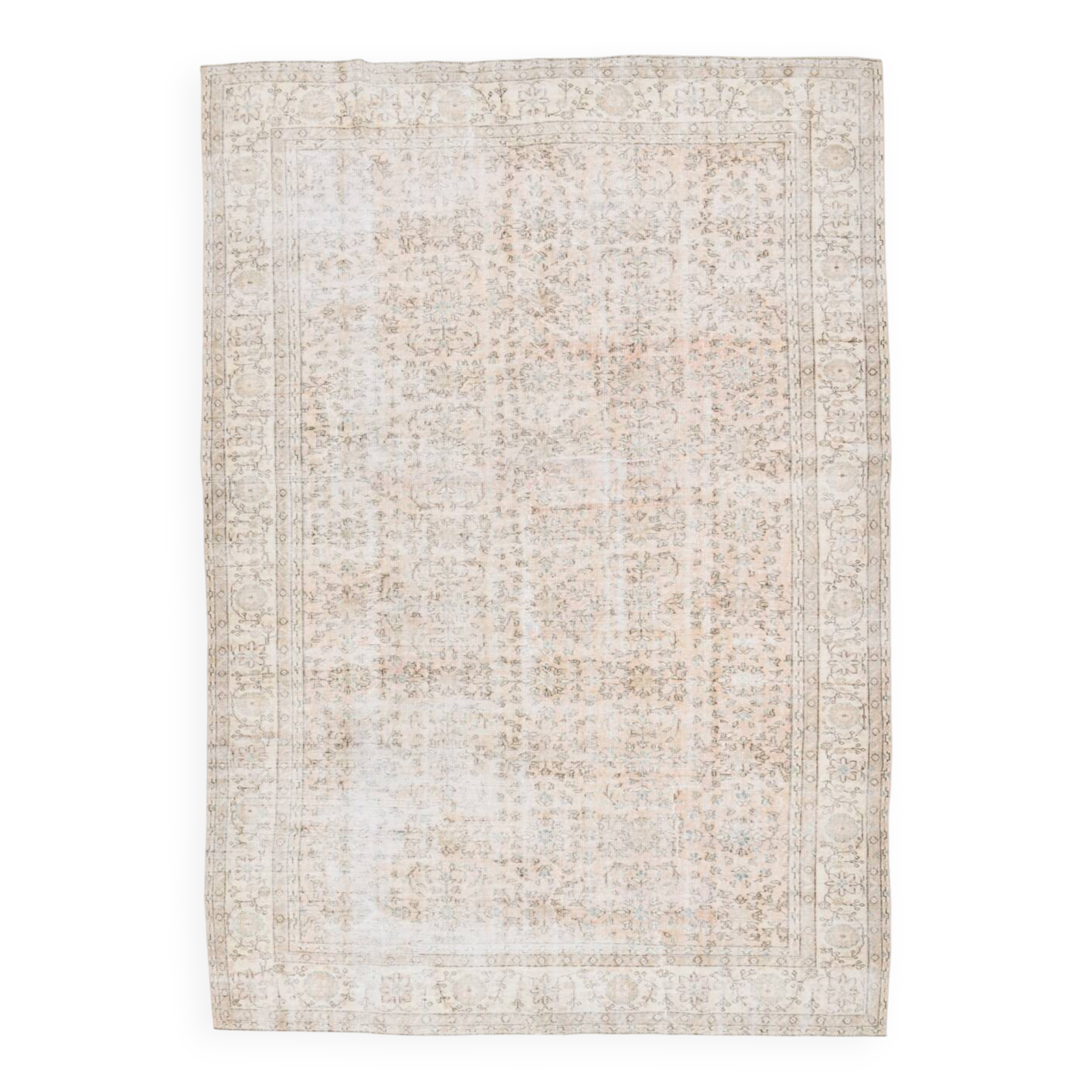 5x12 Pastel Beige Pink Turkish Vintage Area Rug, 160x375Cm