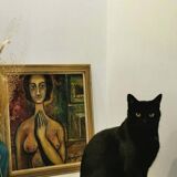 Tableau de nue , huile sur toile signée Montijano 60's