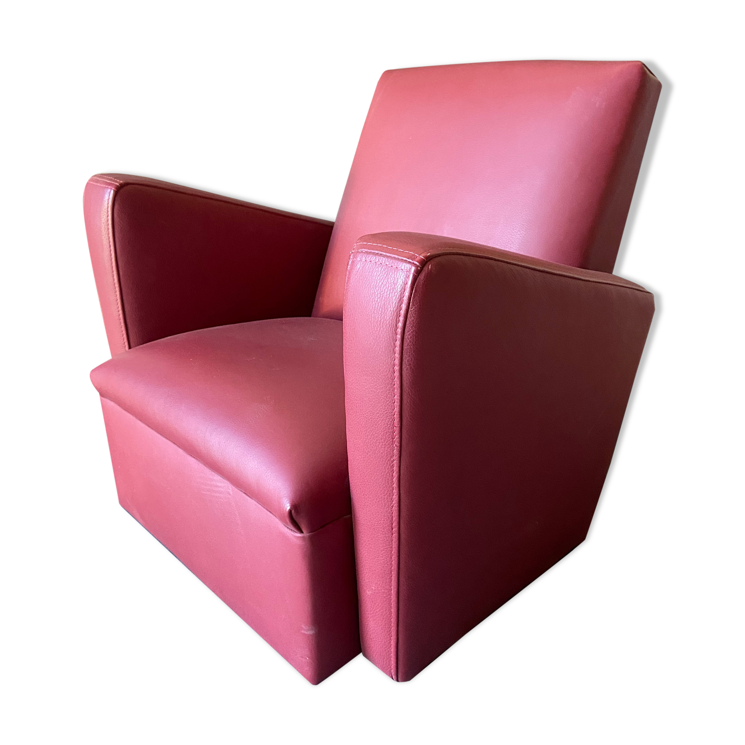 Fauteuil Club Enfant Cuir Rouge Style Vintage 1950 Selency