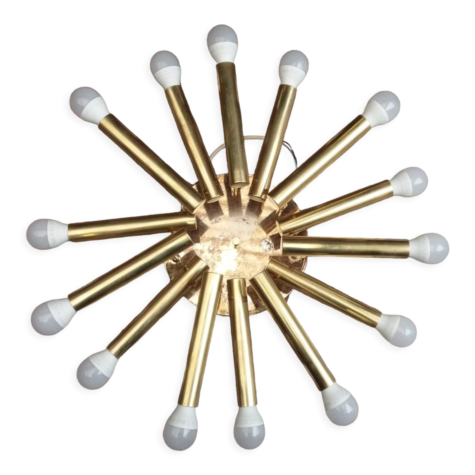 Plafonnier 14 ampoules en laiton