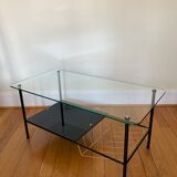 Coffee table 50s metal and glass