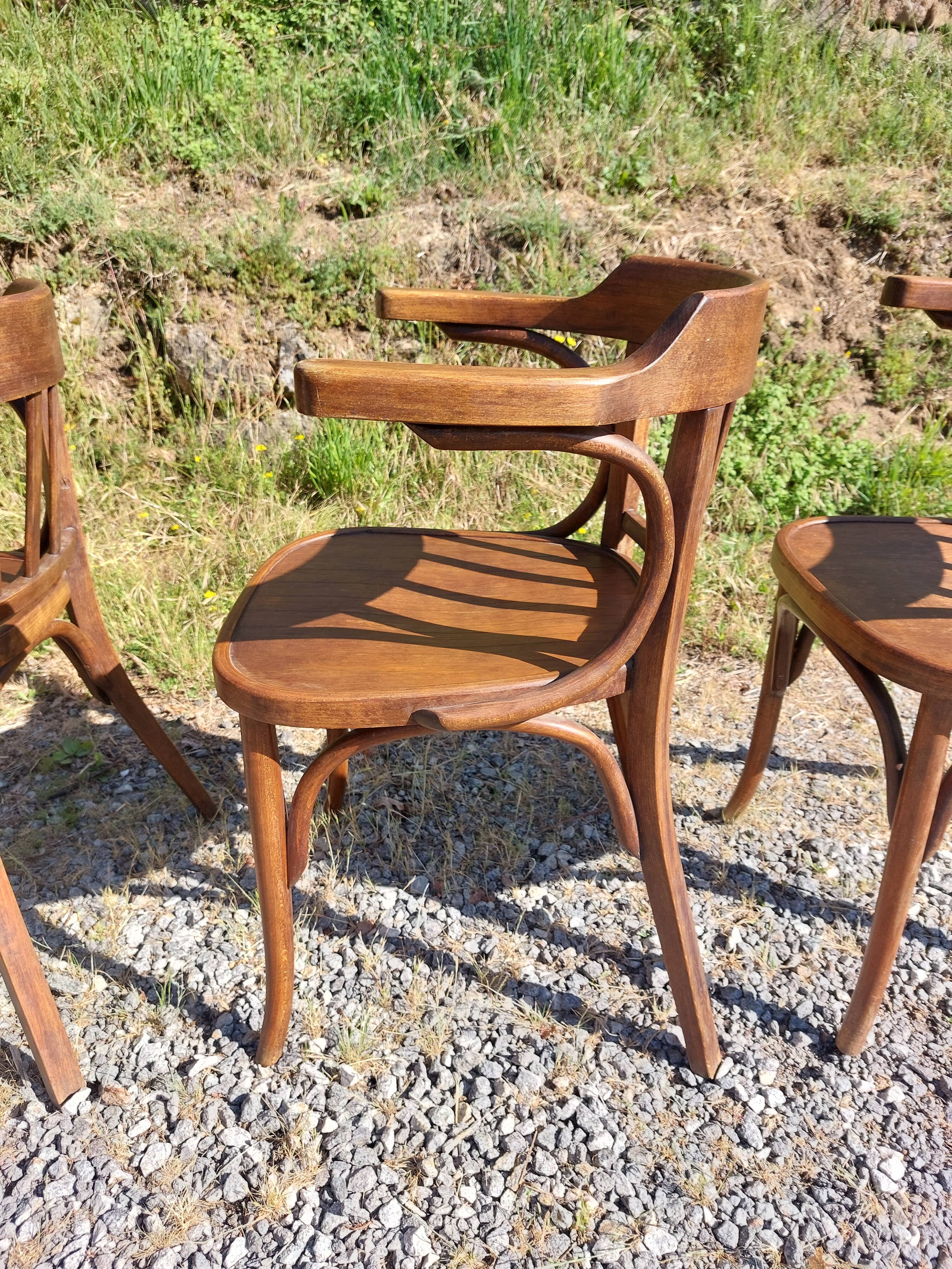 4 fauteuils Baumann en bois courbé
