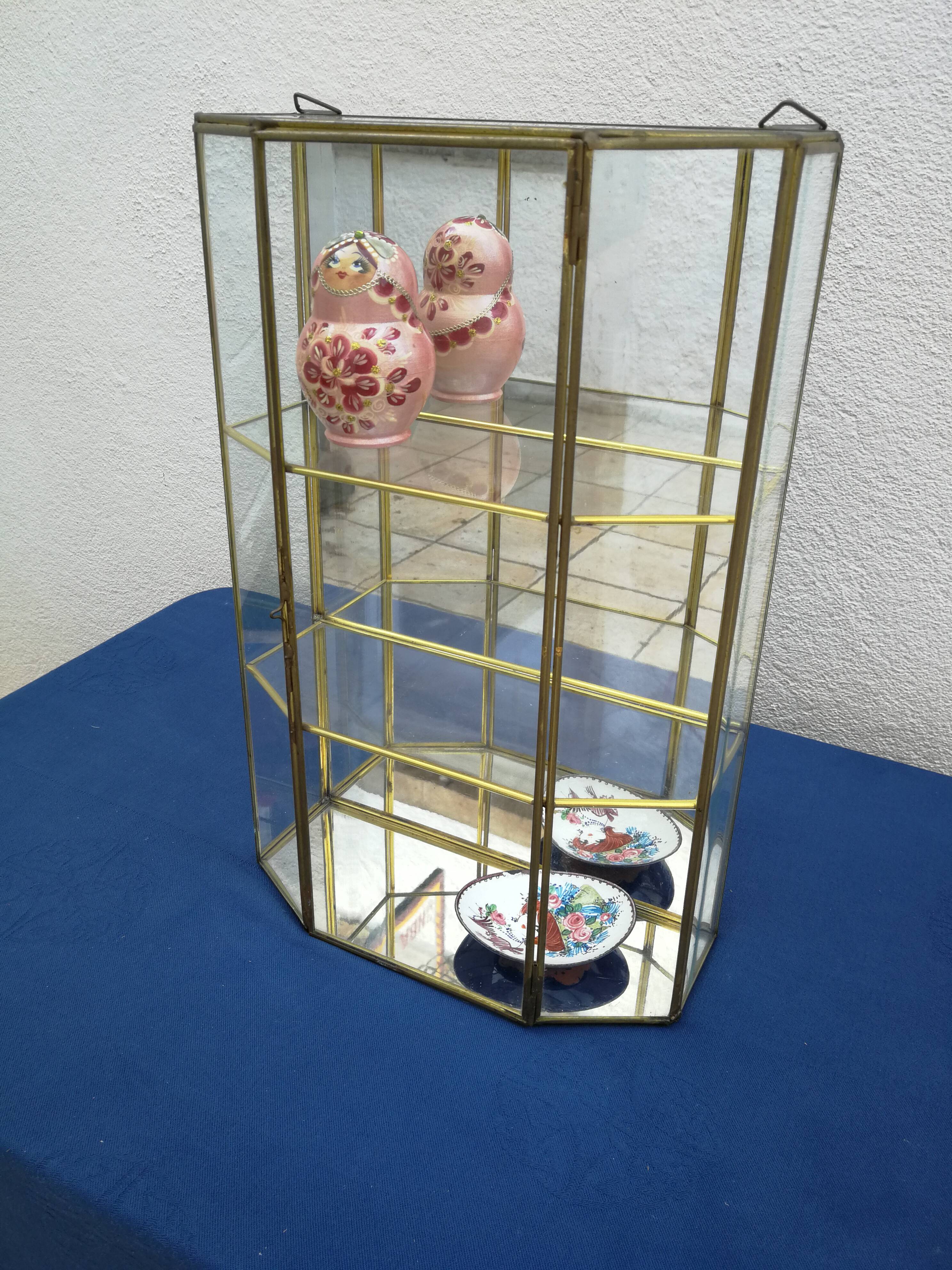 Vintage glass and brass showcase