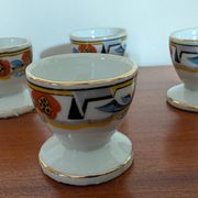 Set of four Art Deco porcelain egg cups from the 1930s.