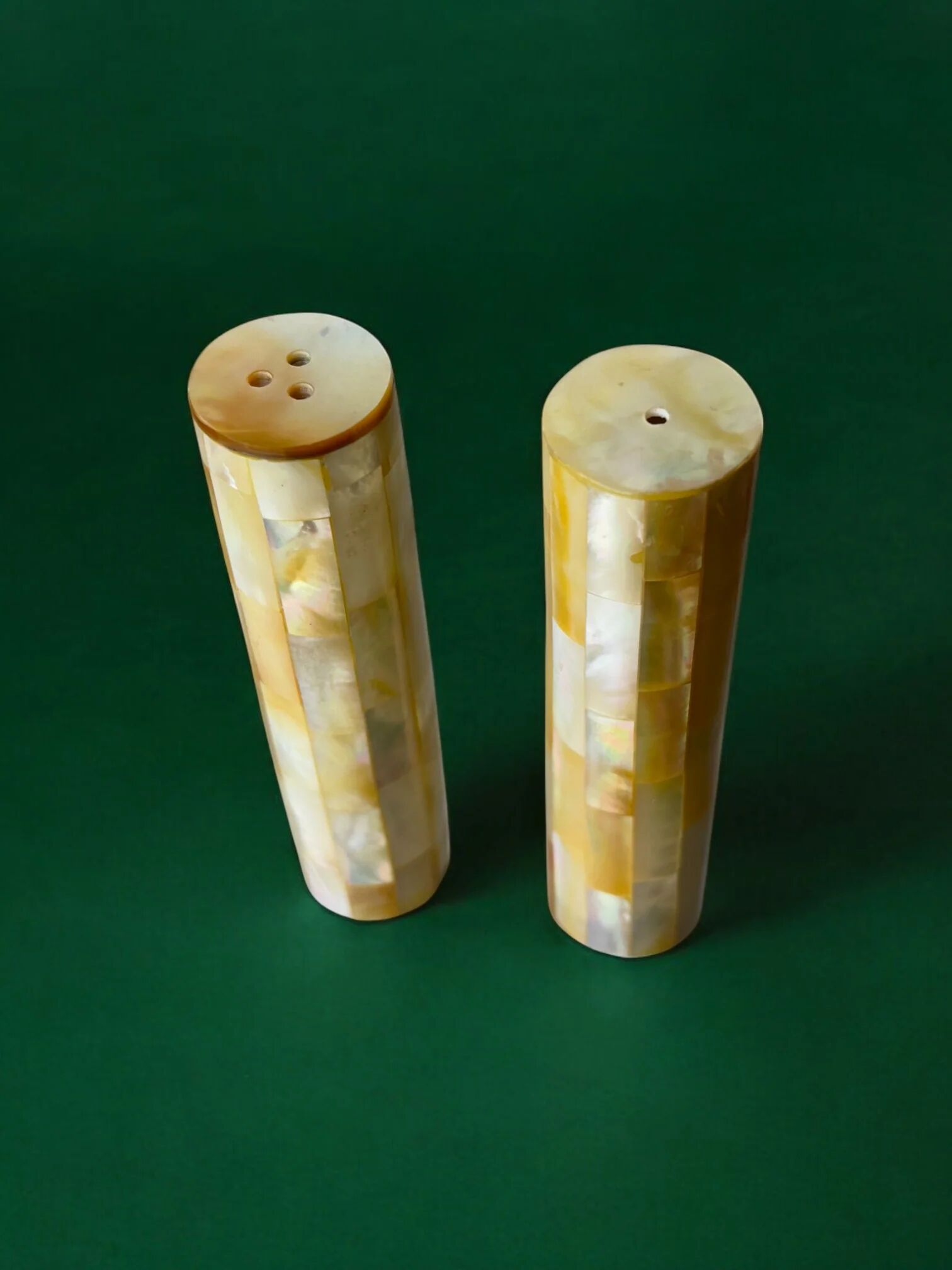 Mother-of-pearl salt & pepper shakers, Italy, 1970s