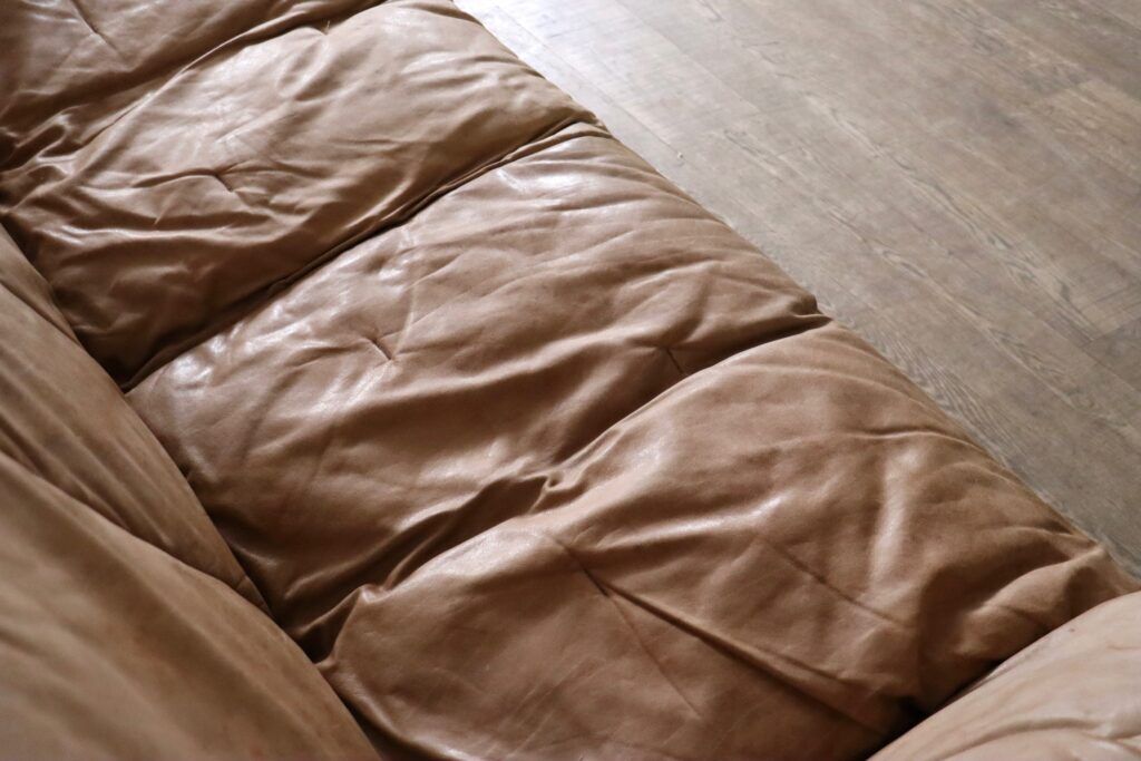 Canapé Sloop Ligne Roset par Michel Ducaroy en cuir cognac, années 1970