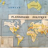 School map of the world / political and physical planisphere 60s