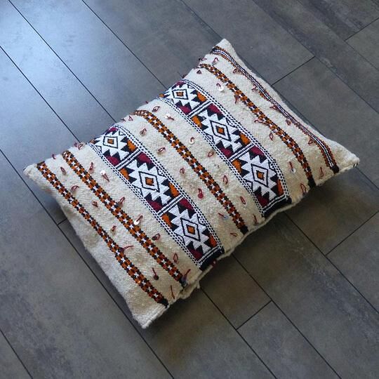Moroccan kilim cream cushion