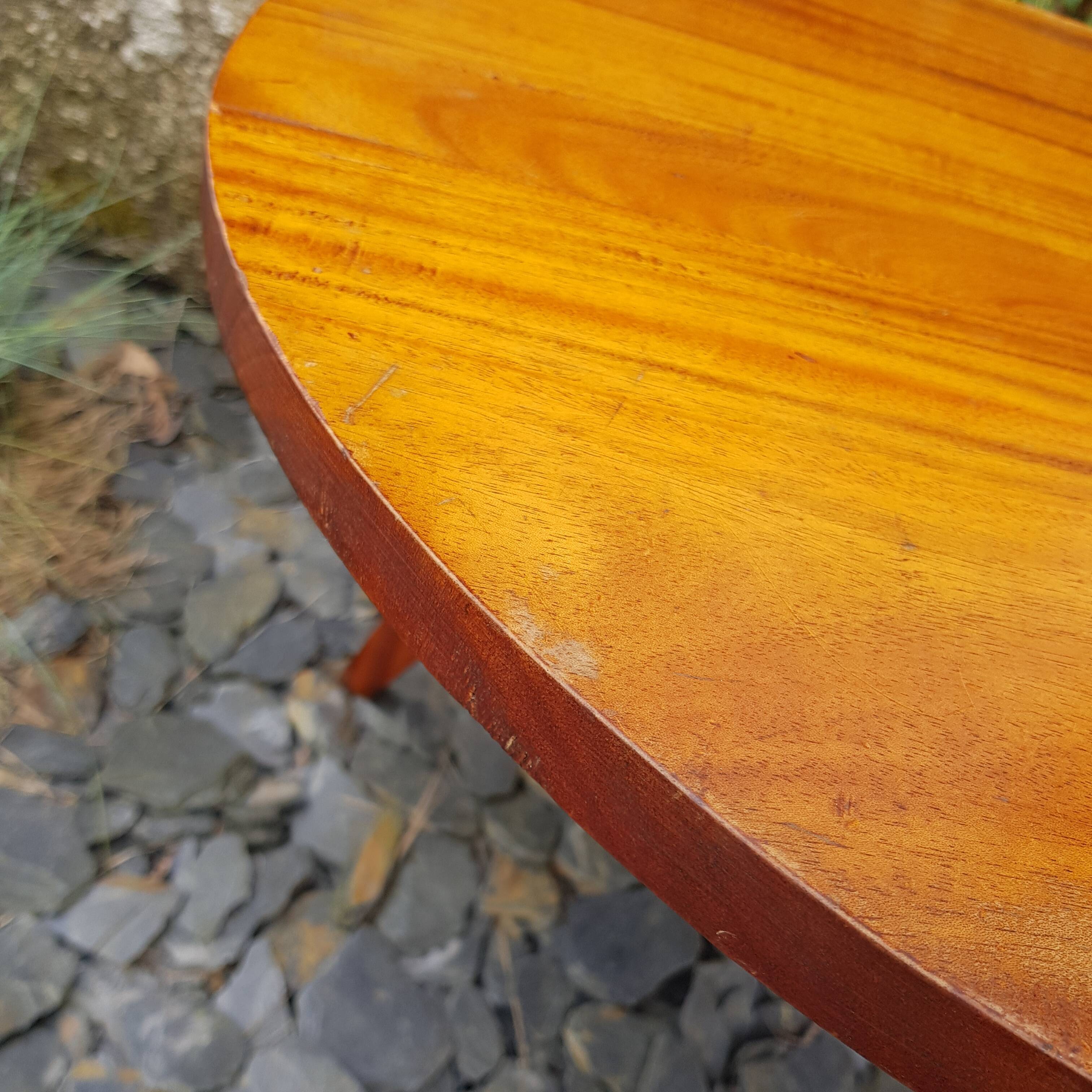 Round wooden coffee table