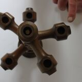 Adjustable wooden turned candelabra, 1970s.