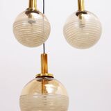 Vintage Set of three Glashutte Limburg hanging lamps, 1960s Germany.