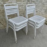 6 Souvignet chairs, in white lacquered metal, 1960s