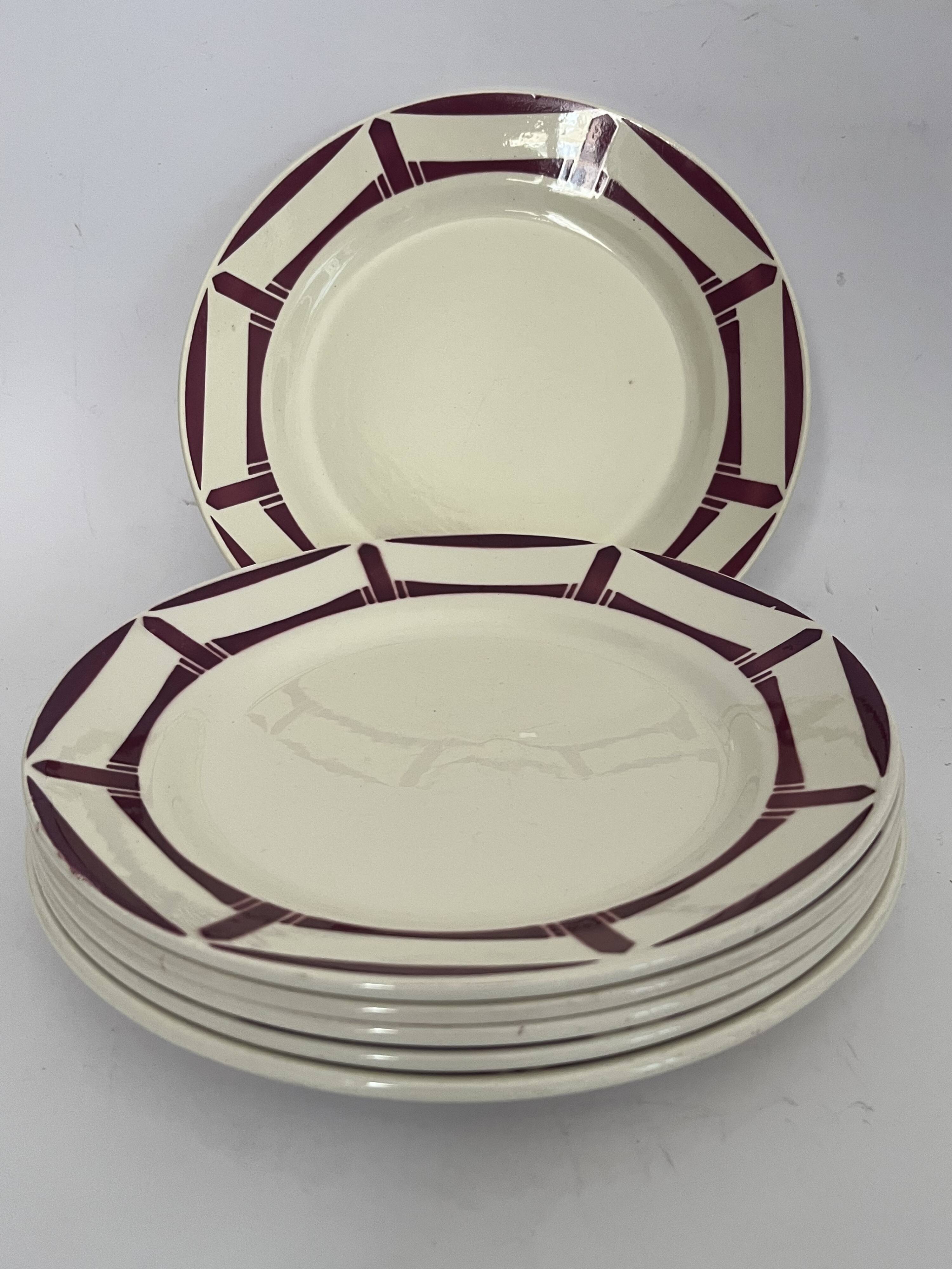6 assiettes plates - Badonviller, service Louise