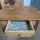 Small antique wooden coffee table with drawer, country style.