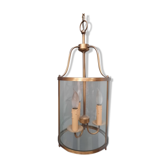Lanterne cylindrique en laiton et verre
