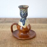 Ceramic Candlestick Holder, Vintage Studio Pottery, Drip Glaze Candleholder