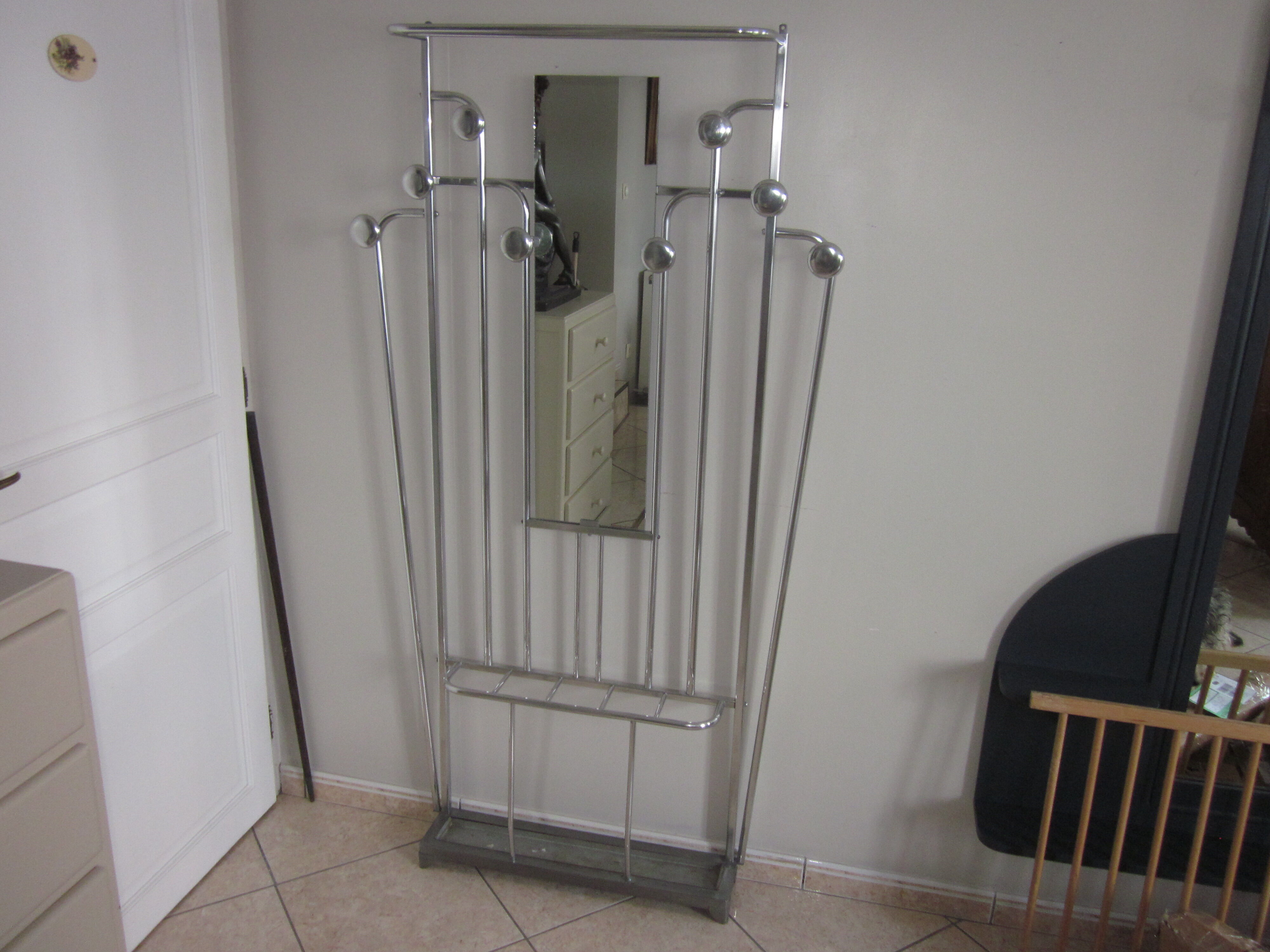 Aluminum coat rack from the 1950s