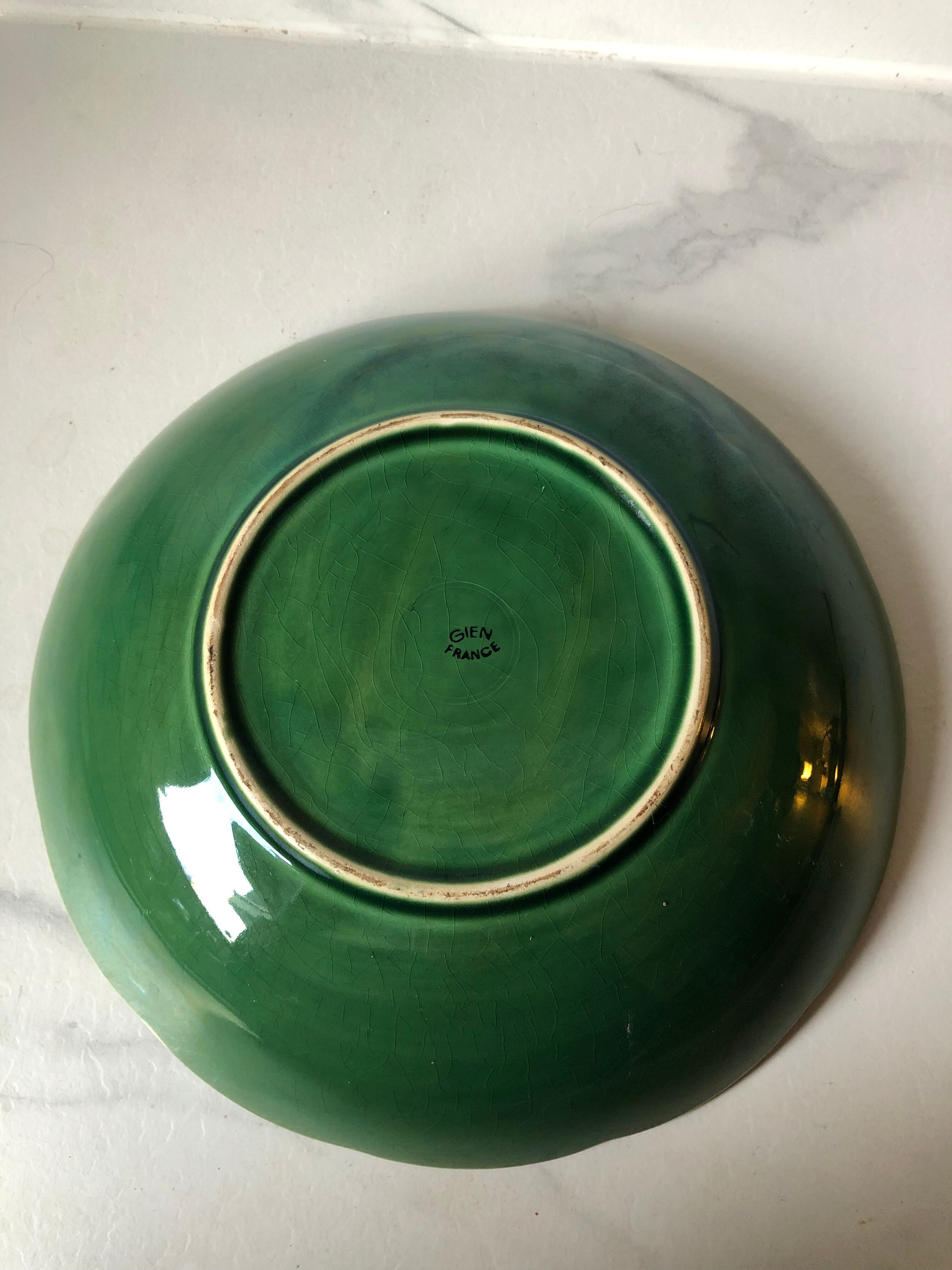 Vintage dish in green earthenware Gien