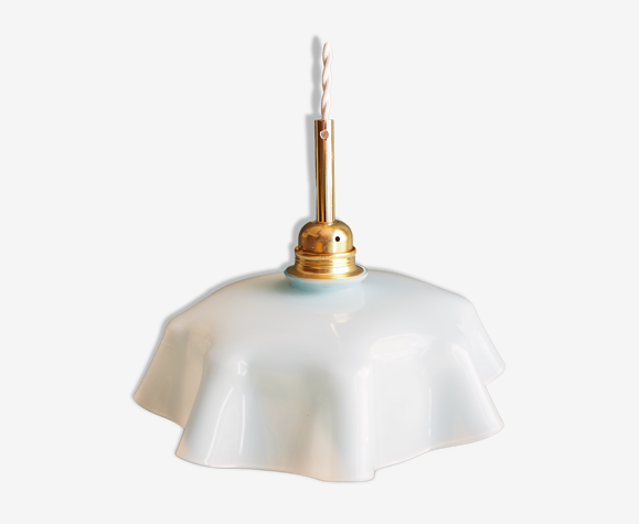 Suspension vintage opale bleue