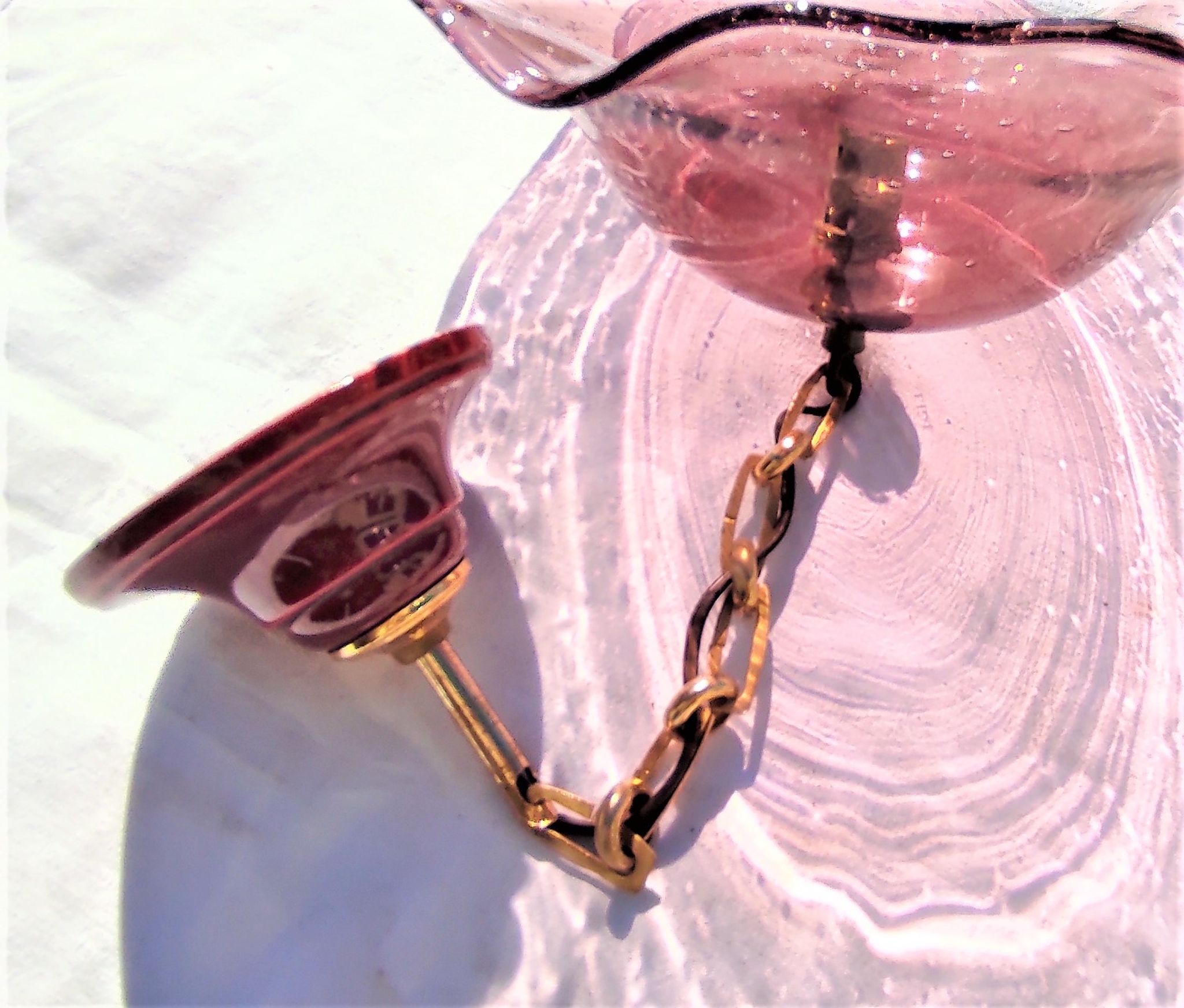 Bubble glass pendant light with engraved inscription of the town of Biot circa 1950