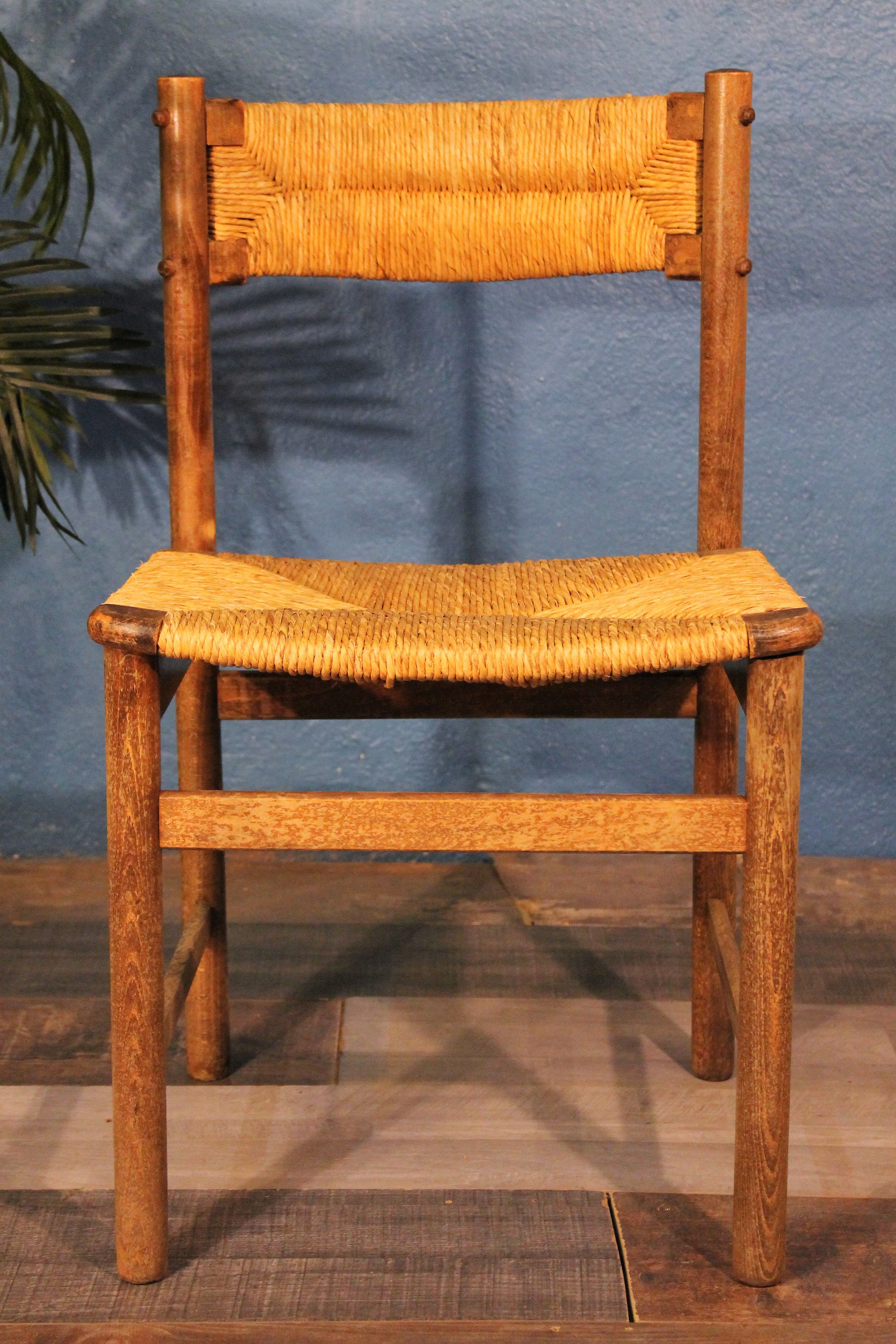 Wooden & straw chair 1960