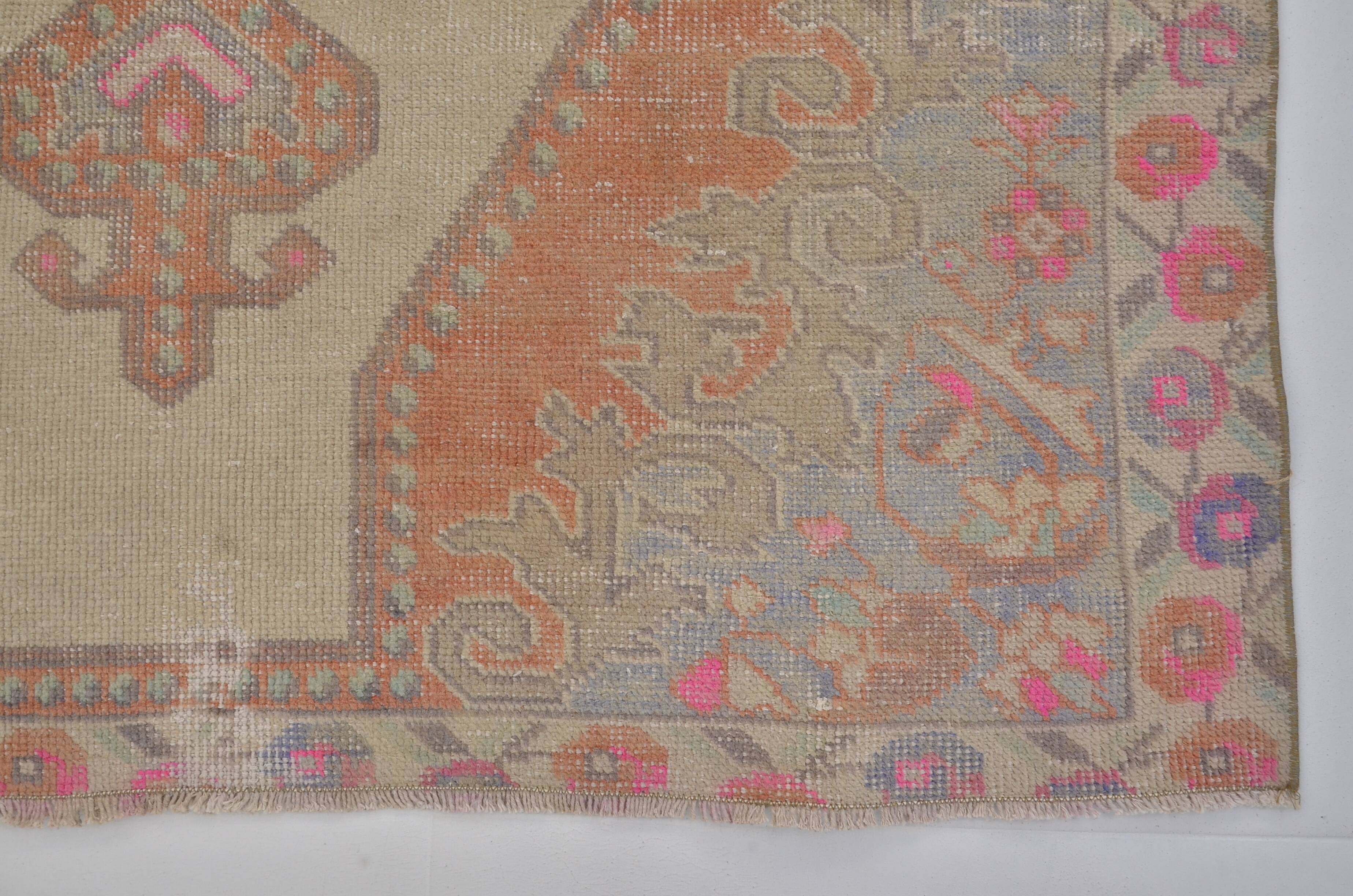 Orange & Beige Wool Handmade Rug sku 2607