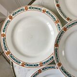set of 6 flat plates Terre de Fer St Amand model "Molière" XXth
