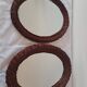 Set of 2 round woven rattan mirrors — vintage bohemian style
