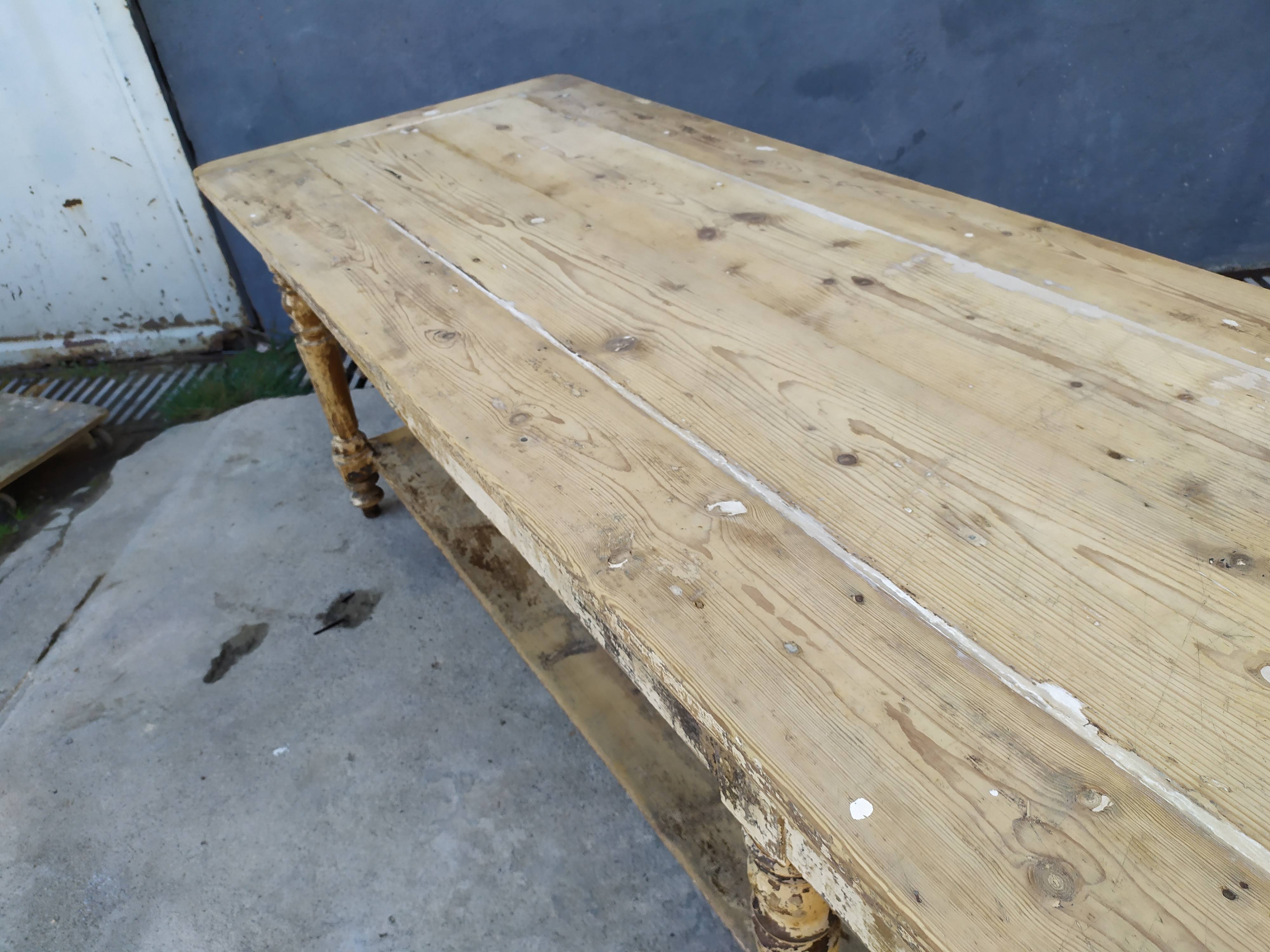 Table de métier drapière sapin décapé 3m
