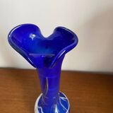 Vase verre soufflé bleu