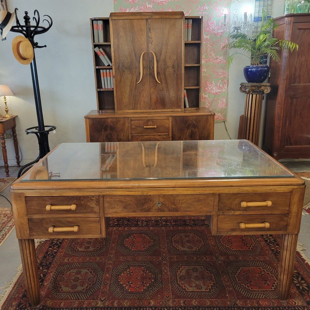 Ensemble bureau et bibliothèque art-déco