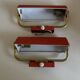 Pair of modernist swivel wall lights in red sheet metal, 1950s