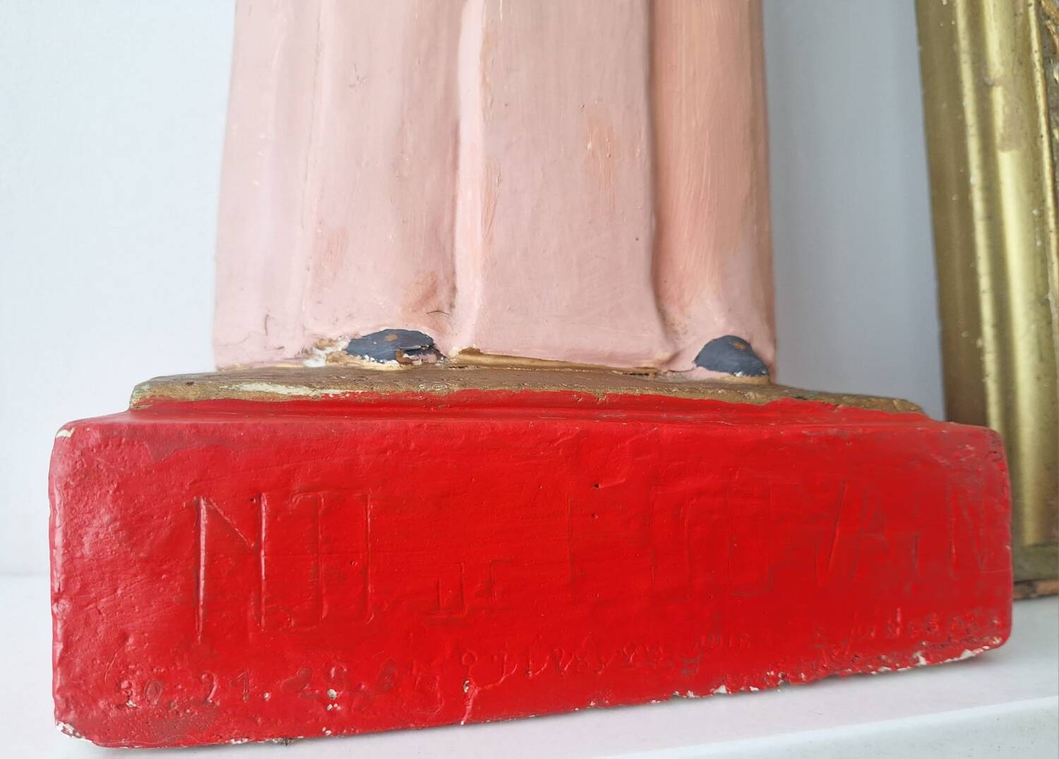 Large antique statue of the Virgin, vintage religious decoration