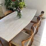 6 chaises de bistrot en teck et corde