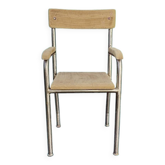 Antique wooden and metal children's chair with armrests – circa 1960