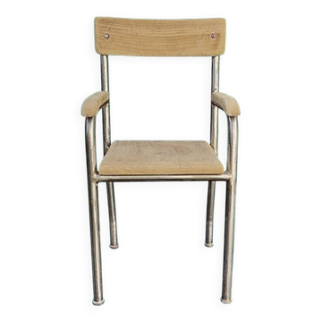 Antique wooden and metal children's chair with armrests – circa 1960