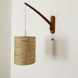 Danish adjustable teak wall lamp