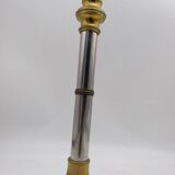 Brass and chrome-plated steel lamp base.