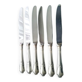 6 Couteaux de table Guy Degrenne Métal Argenté  Modèle Rocaille