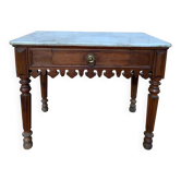 Butcher's block from the Restoration period – Solid wood, marble and brass